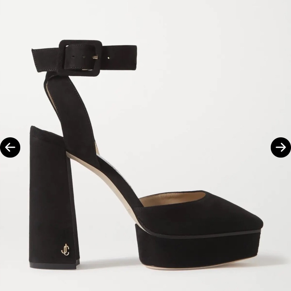 Jimmy Choo Jinn 125 Platform Sandals in Black Suede